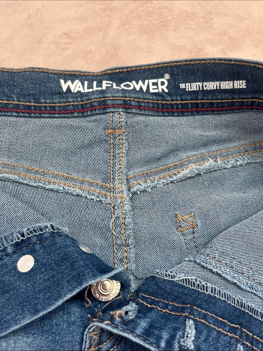 Wallflower Button-Front High-Rise Denim Shorts - Blue Wash - Picture 2 of 4
